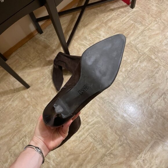 Franco Sarto Brown Suede Y2K Boots Size 10 (fit 9.5-10) - Picture 14 of 16